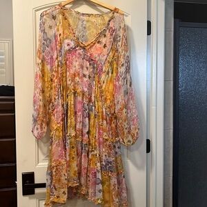 Johnny Was Multicolor Floral Long Sleeve Dress